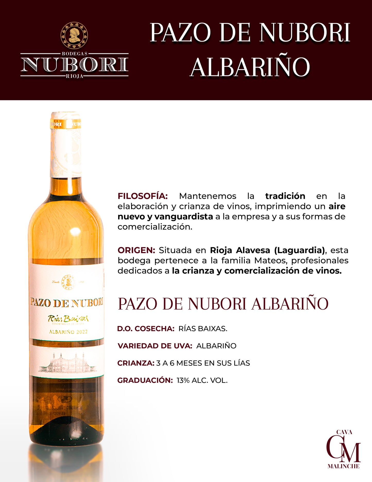 Vino blanco Pazo de Nubori Rías Baixas Albariño 750ml