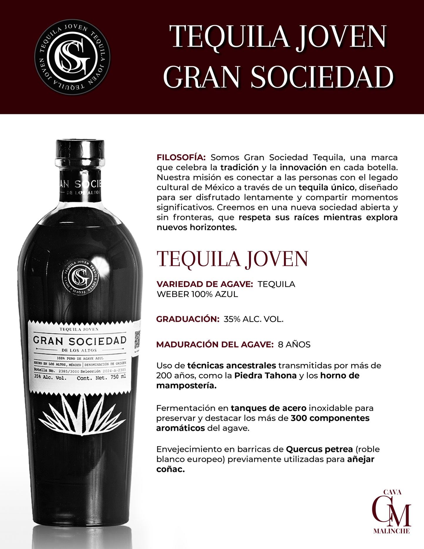 Tequila joven Gran Sociedad Los Altos de Jalisco 40° 750ml