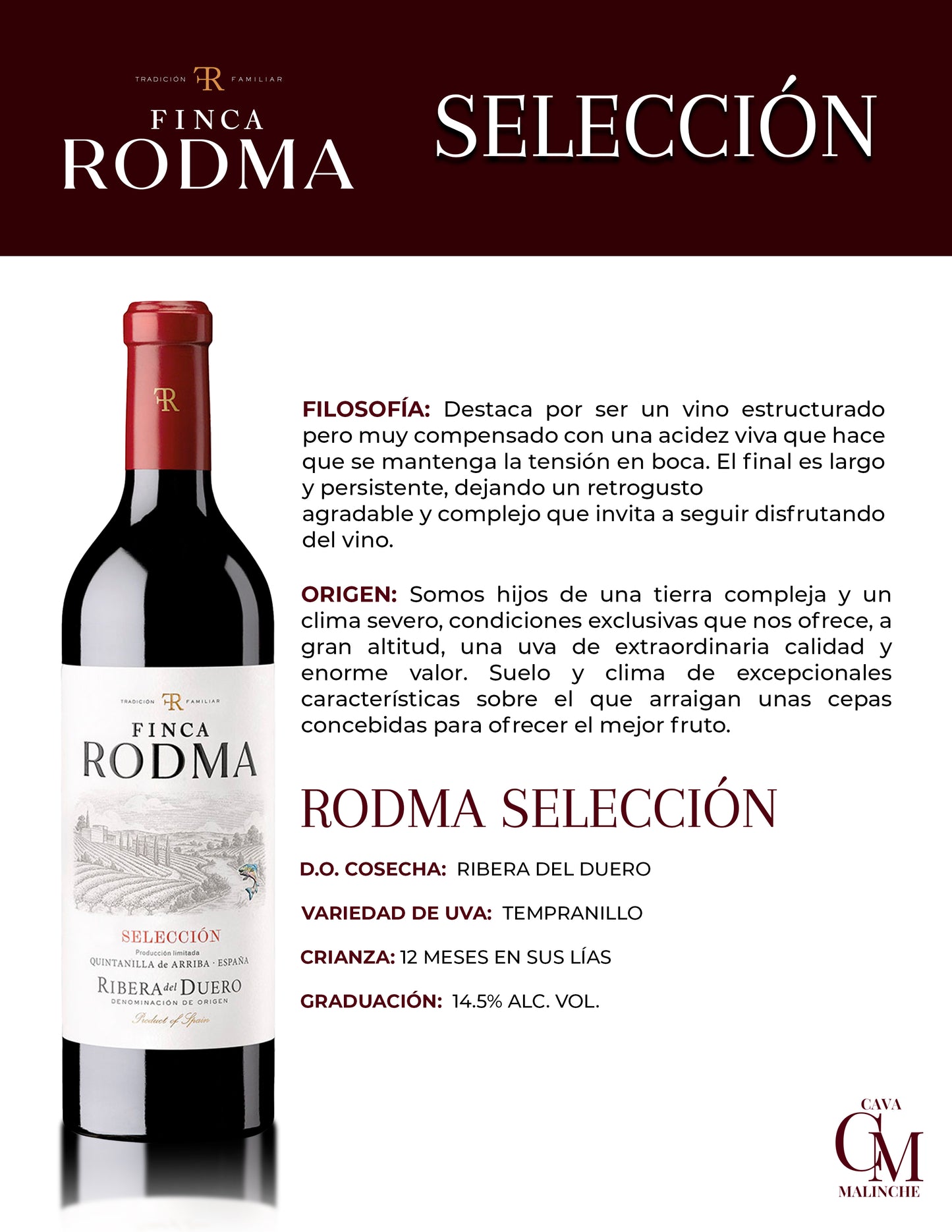 Vino Tinto Selección Ribera del Duero 100% Tempranillo 750ml